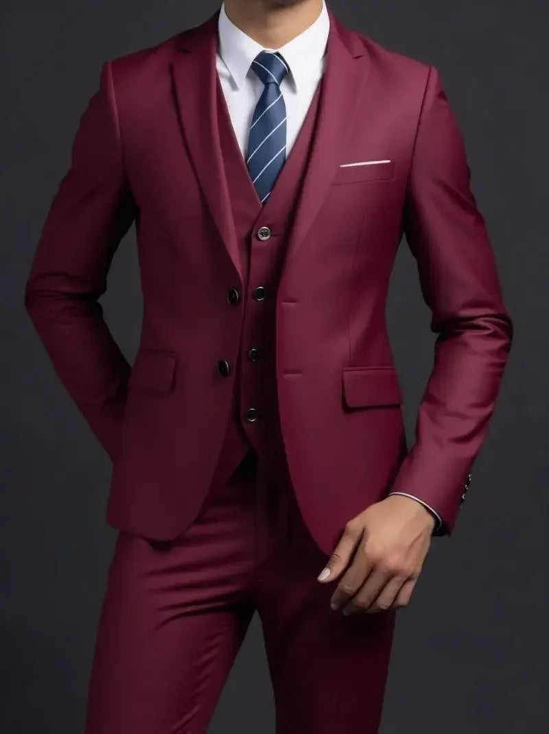 Completo Tre Pezzi Uomo Stile Britannico Elegante Per Matrimoni Cerimonie Banchetti Comfort Sobrietà Presenza
