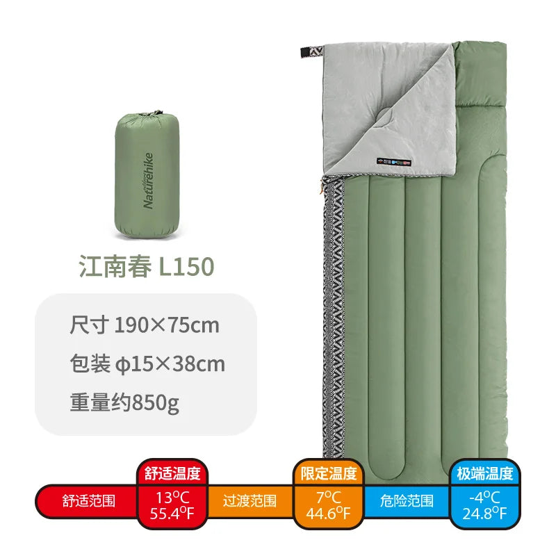 Naturehike L150 Sacco a Pelo da Campeggio Leggero 3 Stagioni in Cotone Impermeabile con Ventilazione per Adulti