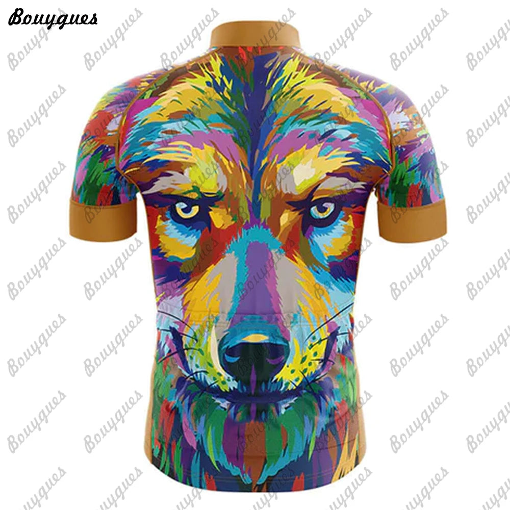 Maglia Ciclismo Uomo Wolf Pro Team MTB Downhill Alta Qualita Tricot Traspirante Con Tasche E Asciugatura Rapida