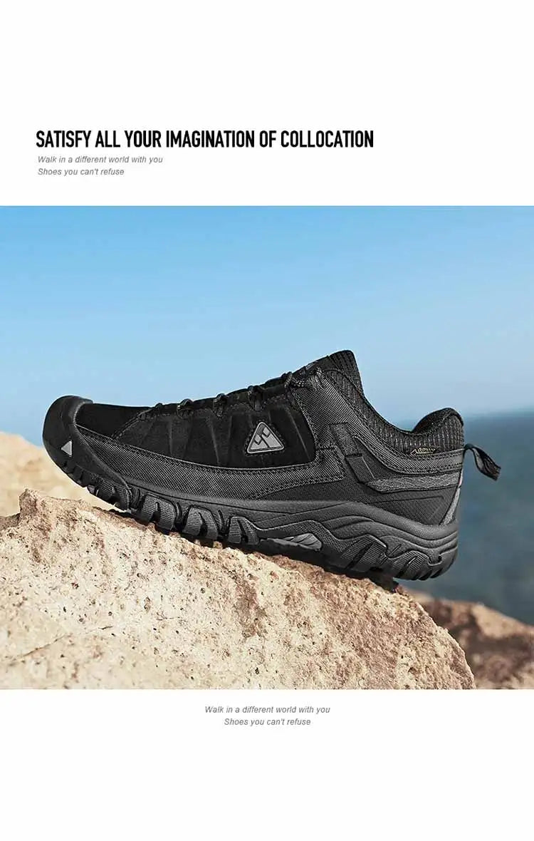 HikeUp Scarpe Da Trekking Uomo In Pelle Resistente Alta Qualità Con Suola In Gomma Per Esterni