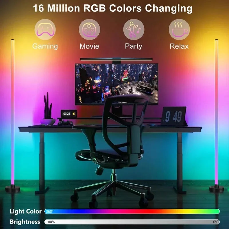 Lampada Da Terra LED Intelligente Con Telecomando RGB Controllo App Sincronizzazione Musicale Angolata Per Umore E Giochi In Soggiorno