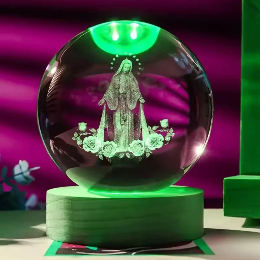 Decorazione Della Stanza Con Sfera Di Cristallo 3D E Base Led Per Luce Ambientale Nel Soggiorno