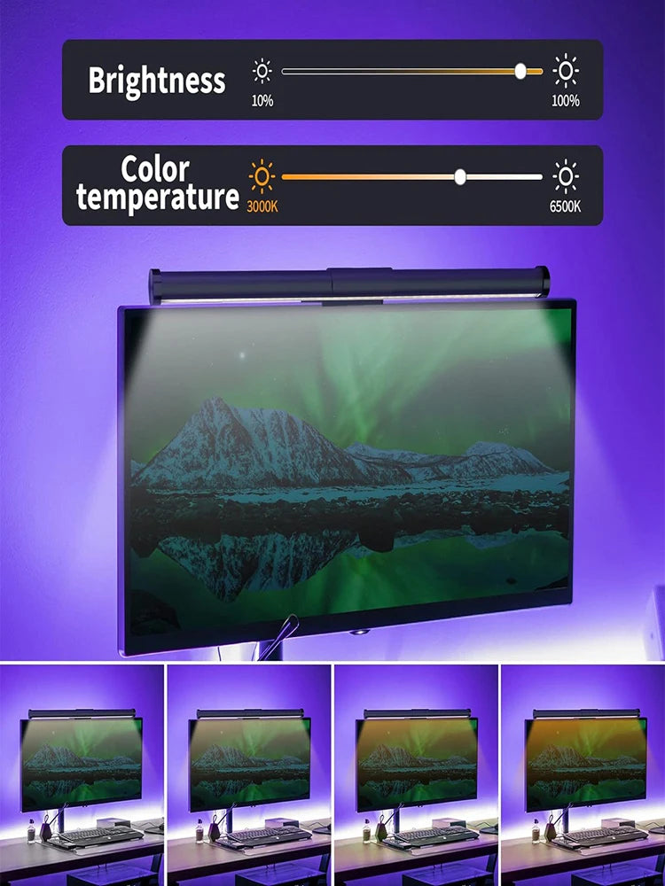 Barra Luminosa LED 44 Cm Per Monitor E Scrivania Con Atmosfera RGB Dimmerabile Ideale Per Studio E Lavoro