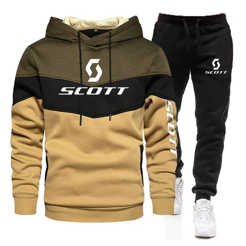 Tuta Da Uomo In Due Pezzi Autunno Felpa Con Cappuccio E Pantaloni Set Sportivo Casual Per Ciclismo