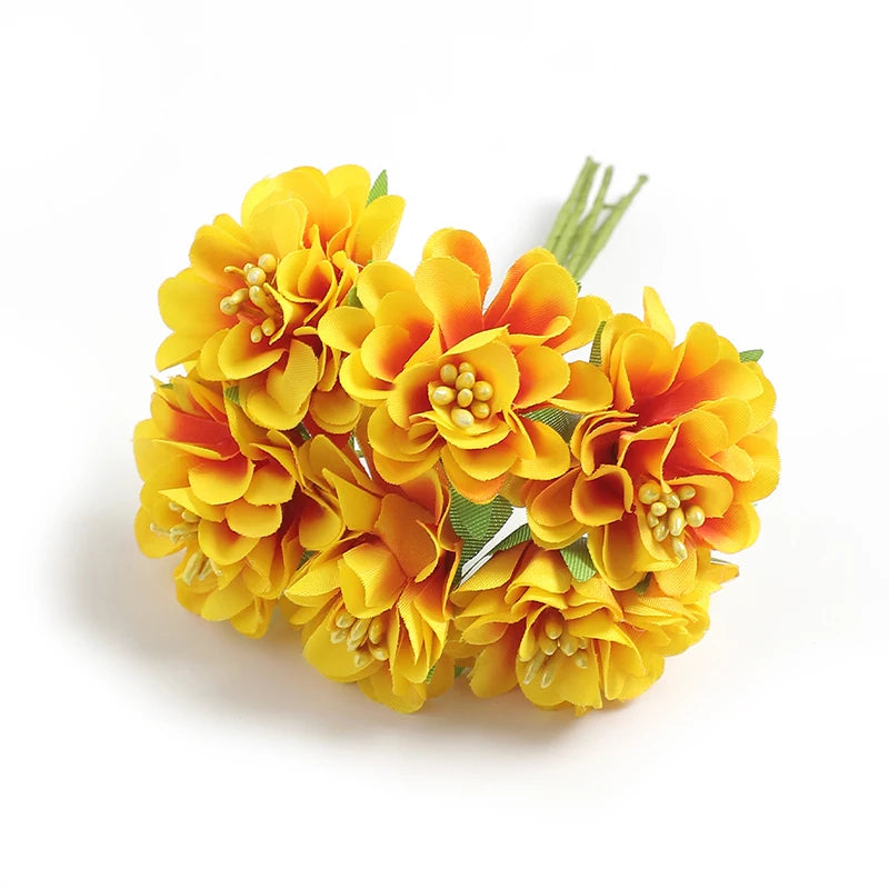 Set Da 6 Fiori Artificiali In Seta Bouquet Da 11 Cm Decorazioni Per Casa E Matrimoni Ghirlanda Fai Da Te