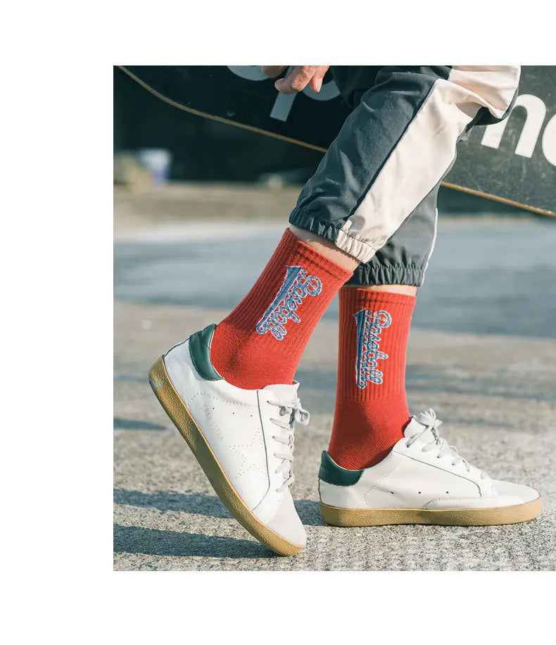 Calzini A Tubo Unisex Multicolore Traspiranti Con Alfabeti Per Sport Hip Hop Street Coppie