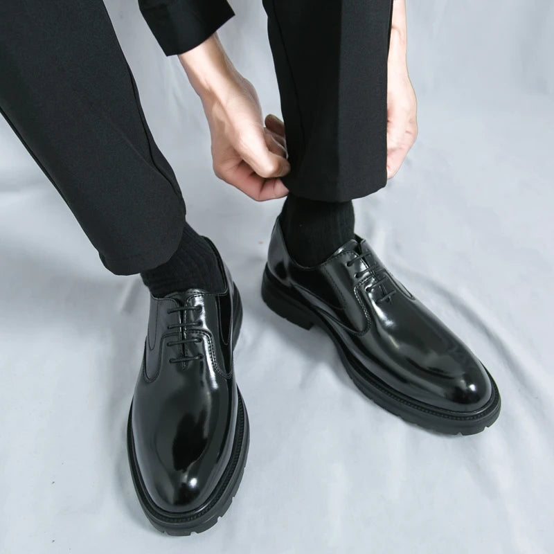 Scarpe Da Uomo In Pelle Con Suola Spessa Formali Da Lavoro Oxford Classiche Fatto A Mano Calzature Casual