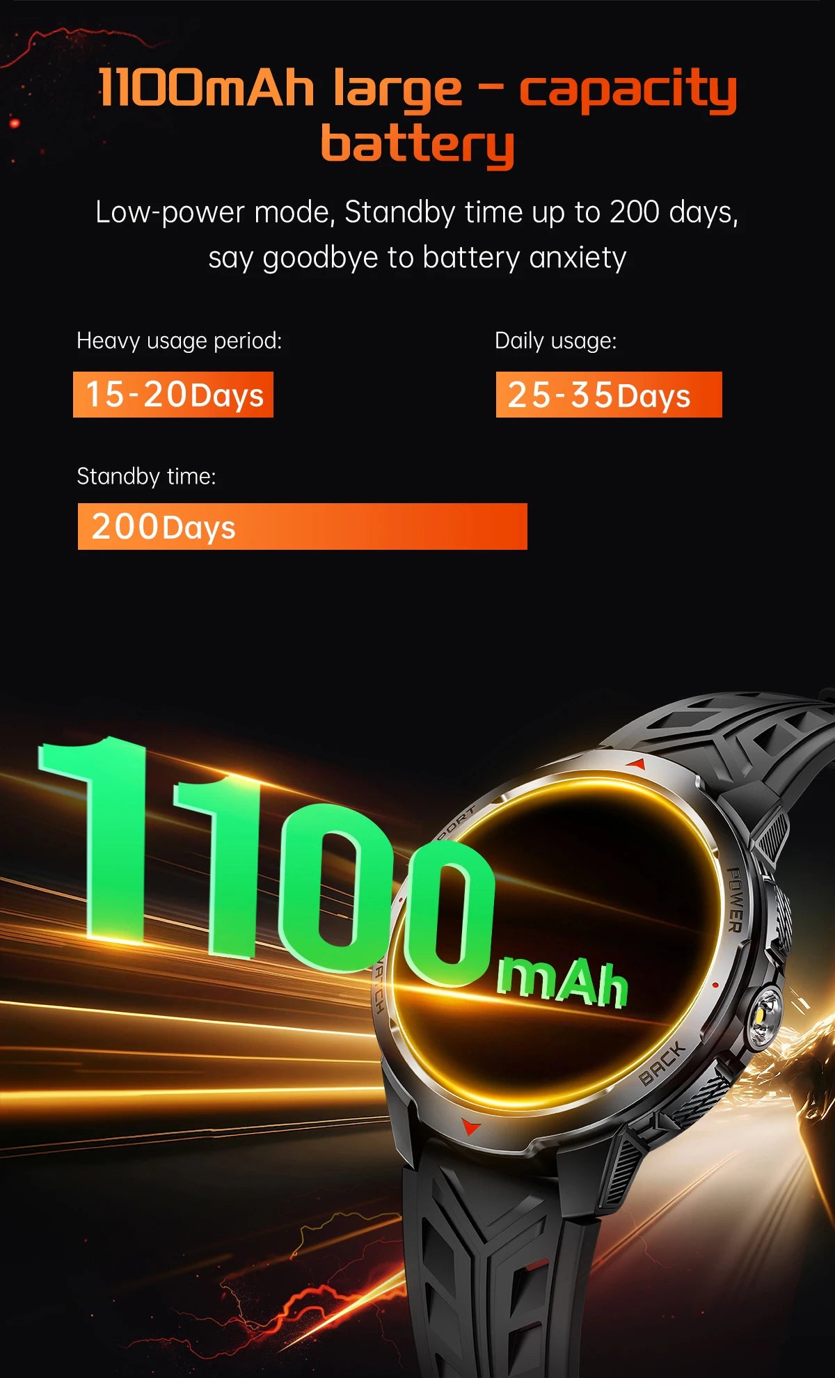 LIGE Smartwatch Da Uomo Bluetooth Chiamata Impermeabile 3ATM Batteria 1100mAh Bussola Esterna Per Sport Fitness