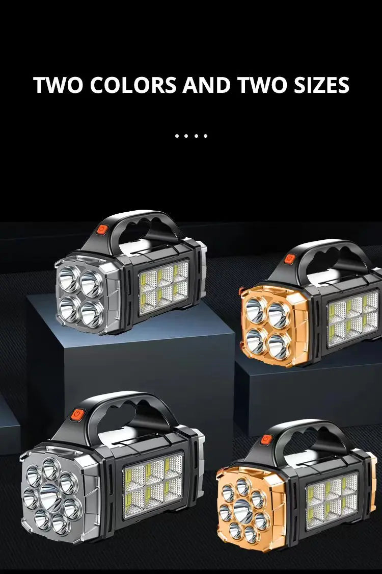 Torcia Portatile Potente Ricaricabile USB Con Luce Solare Led E Lavoro Cob Campeggio E Carica Telefono Con 4 Modalità