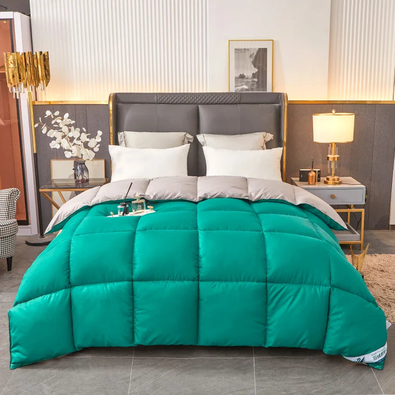 Piumini Trapunte Per Quattro Stagioni Verde Scuro Grigio 150x200 Cm Leggera Imbottitura Coperta