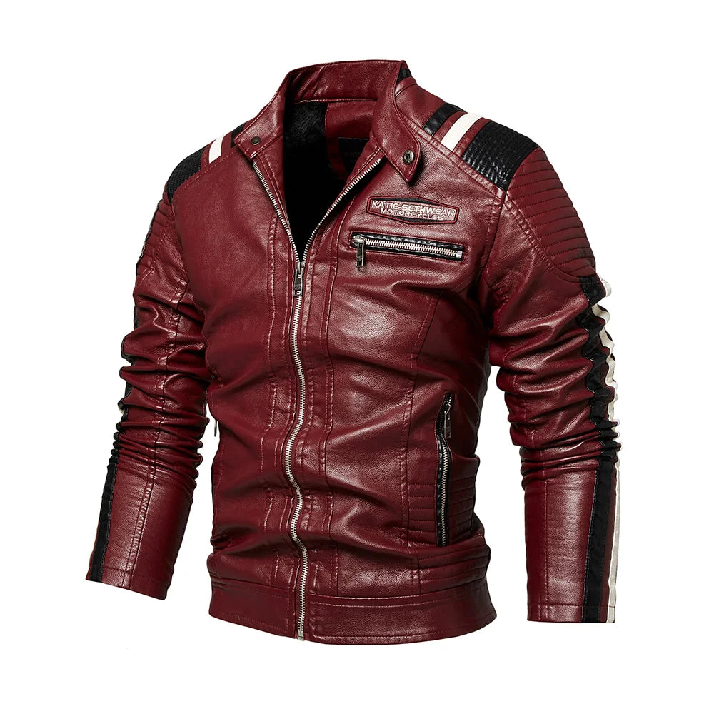 Giacca Da Moto Da Uomo In Ecopelle Impermeabile Antivento PU Bomber Vintage Di Alta Qualità