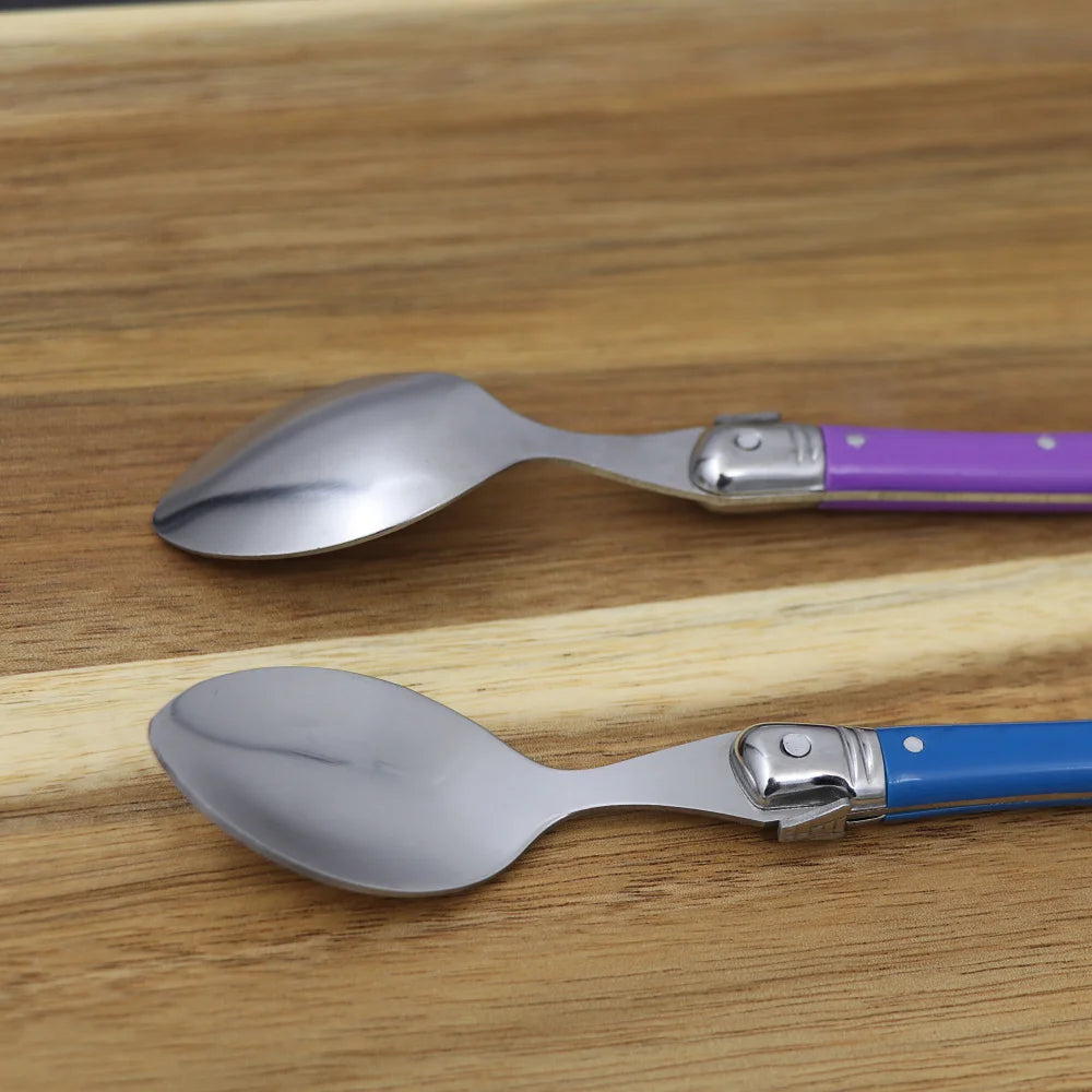 Set Da 6 Cucchiaini Da Caffè In Acciaio Inox Con Manico Arcobaleno ABS Laguiole Per Gelato E Dolci Stoviglie Colorate