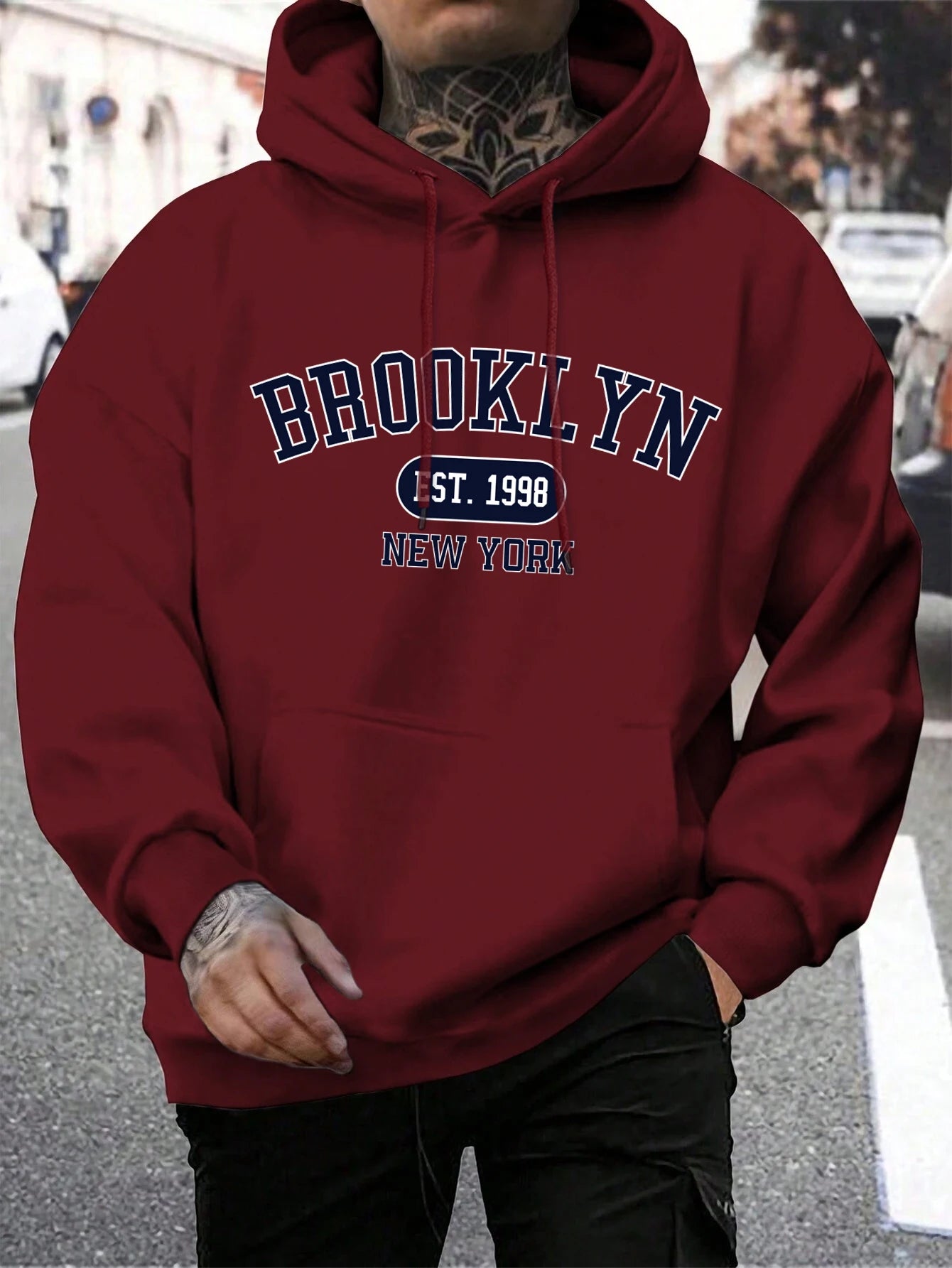 Brooklyn Est 1998 New York Stampa Felpe da uomo Harajuku Felpa con cappuccio girocollo Moda Felpa con cappuccio oversize Autunno Comodo tuta