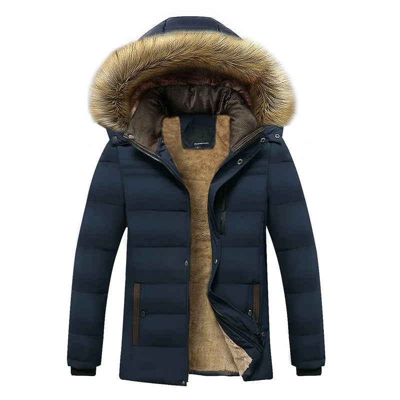 Parka Da Uomo Invernale Antivento Caldo Con Cappuccio E Collo In Pelliccia Giacca Spessa Classica Casual
