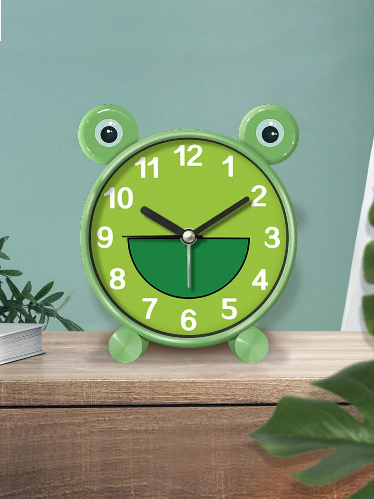 Sveglia Educativa per Bambini Carina Rotonda Silenziosa per Camera da Letto Desktop Decorazione Animale