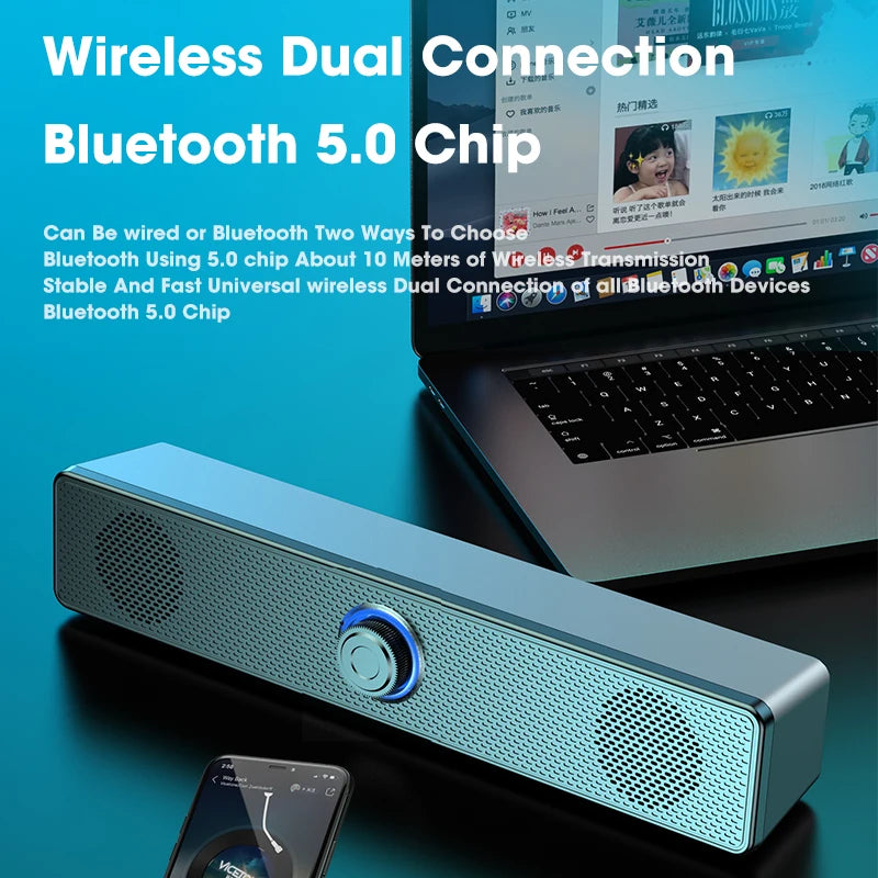Soundbar Bluetooth Wireless Per Computer PC TV Laptop Desktop Altoparlante Portatile Musica Sistema Audio Caixa De Som