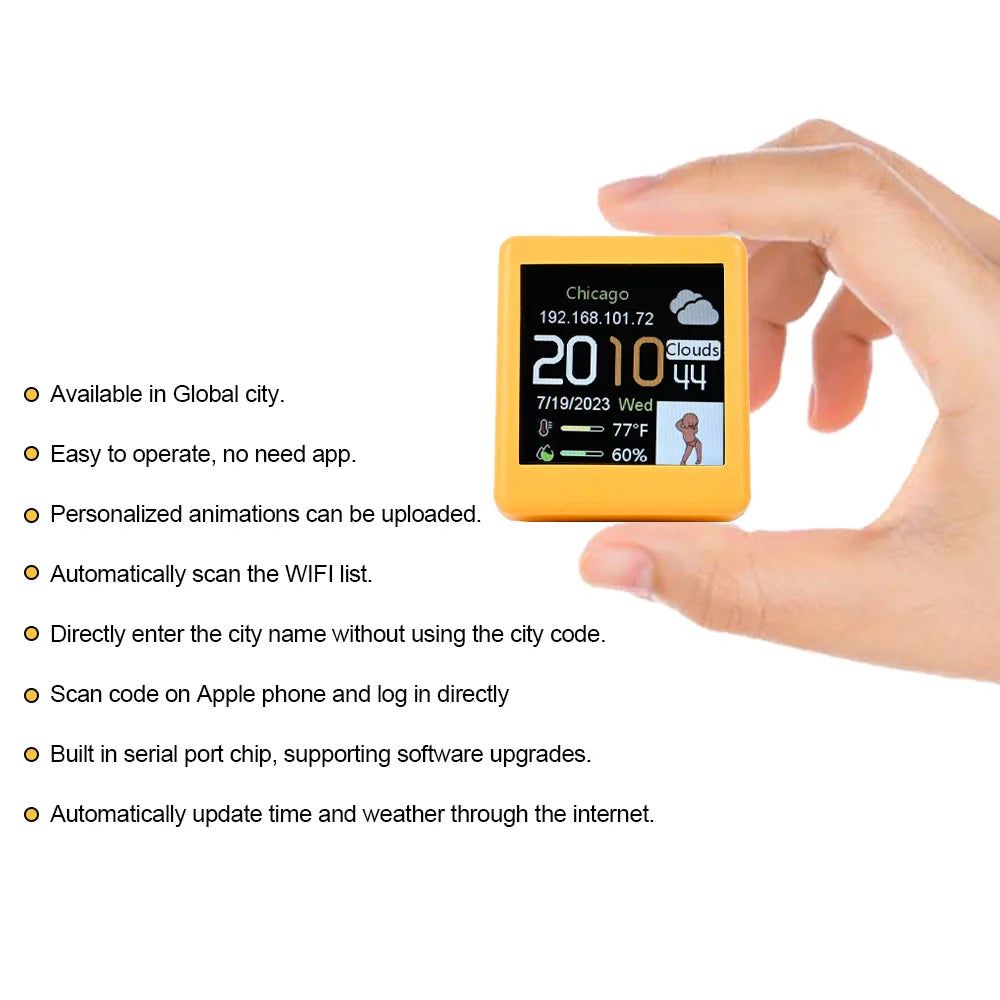 Orologio Digitale WiFi Monitor Intelligente Con Temperatura Umidità Sveglia Decorazione Portatile Per Casa Ufficio