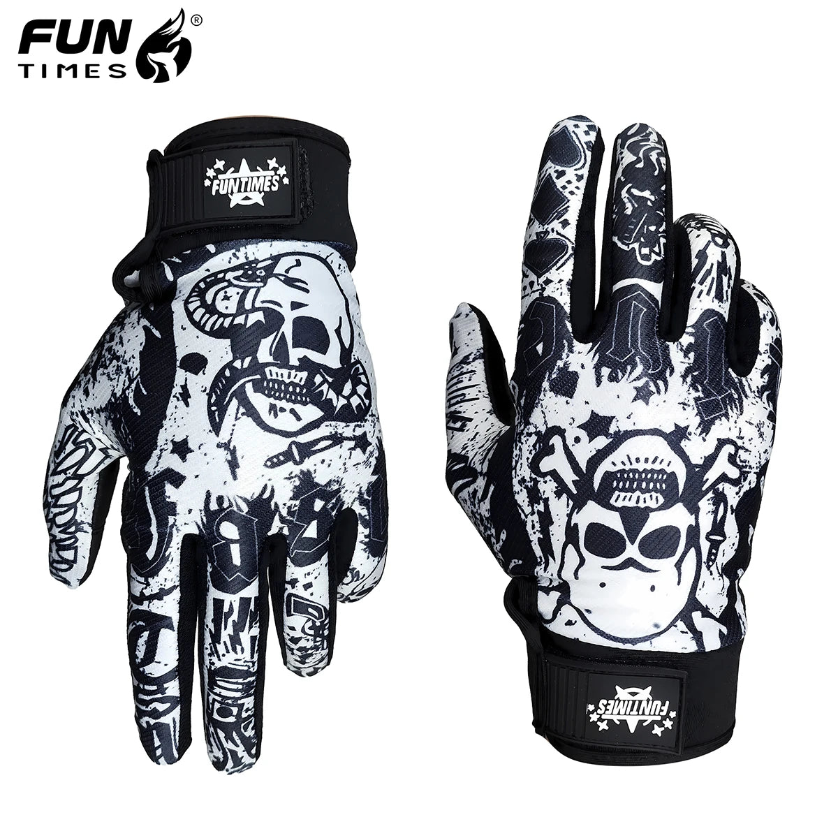 Guanti Da Moto A Dita Intere Funtimes Blu Brillante Con Strisce Rosse Uomo Sportivi Alla Moda