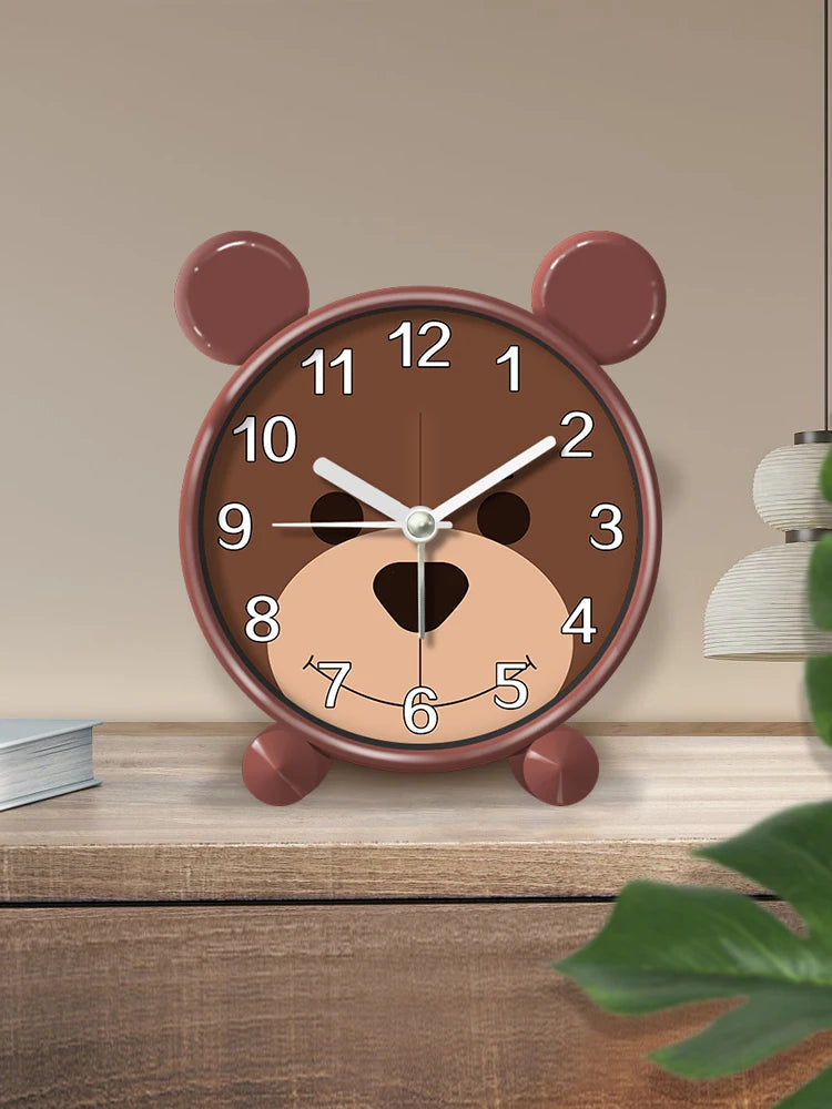 Sveglia Educativa per Bambini Carina Rotonda Silenziosa per Camera da Letto Desktop Decorazione Animale