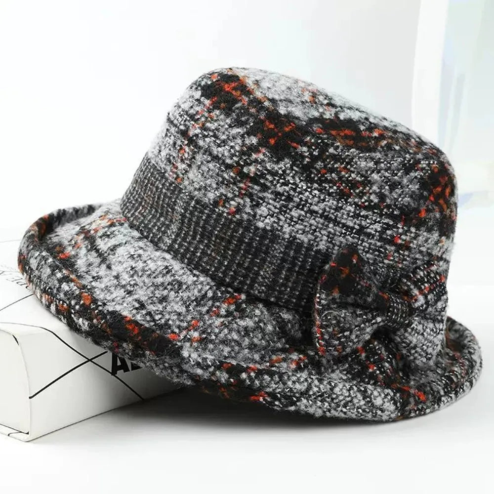 Cappello A Cilindro Da Donna Con Fiocco Autunnale Invernale In Lana Calda E Ispessita Stile Da Pescatore Raffinato