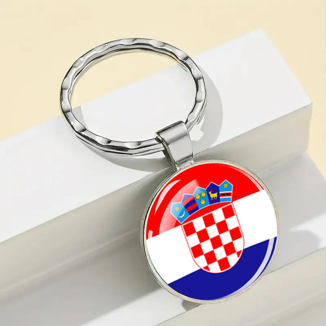 Portachiavi Bandiera Europea Albania Spagna Italia Francia Regno Unito Ciondolo Vetro Metallo Per Borsa Regalo Patrioti