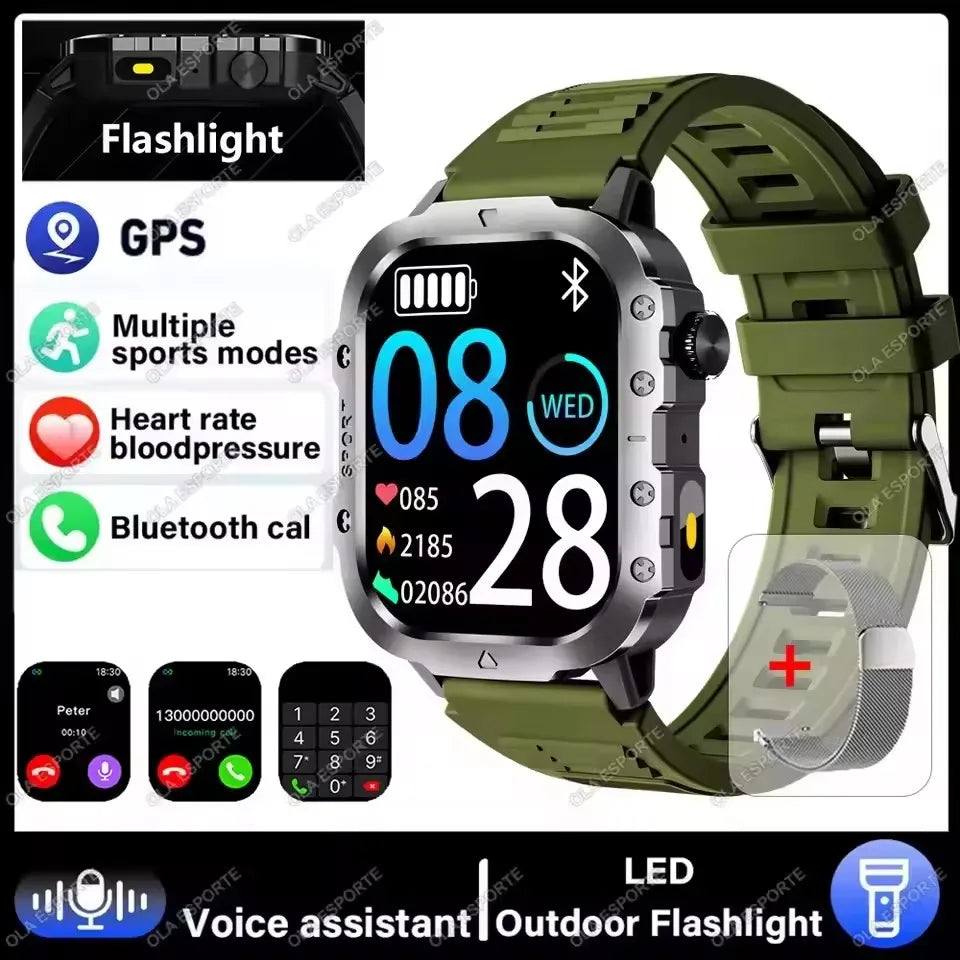 Smartwatch Militare Robusto 2026 Con GPS Chiamate Bluetooth Monitoraggio Salute Fitness Impermeabile 5ATM Per Uomo HW12