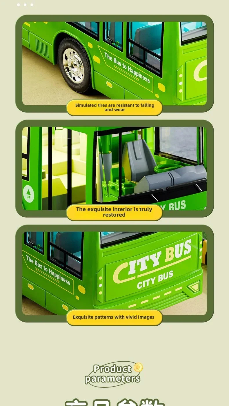 Autobus Urbano Grande Bambini Con Luci Suoni Inerzia Porta Aperta Pulsante Modello Scolastico Educativo Giocattolo Regalo
