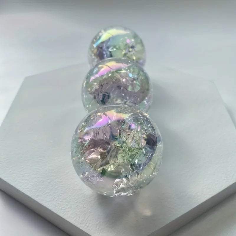 Sfera Di Cristallo Arcobaleno Aura Fire And Ice Con Crepa Di Ghiaccio Per Guarigione Reiki Decorazione Domestica