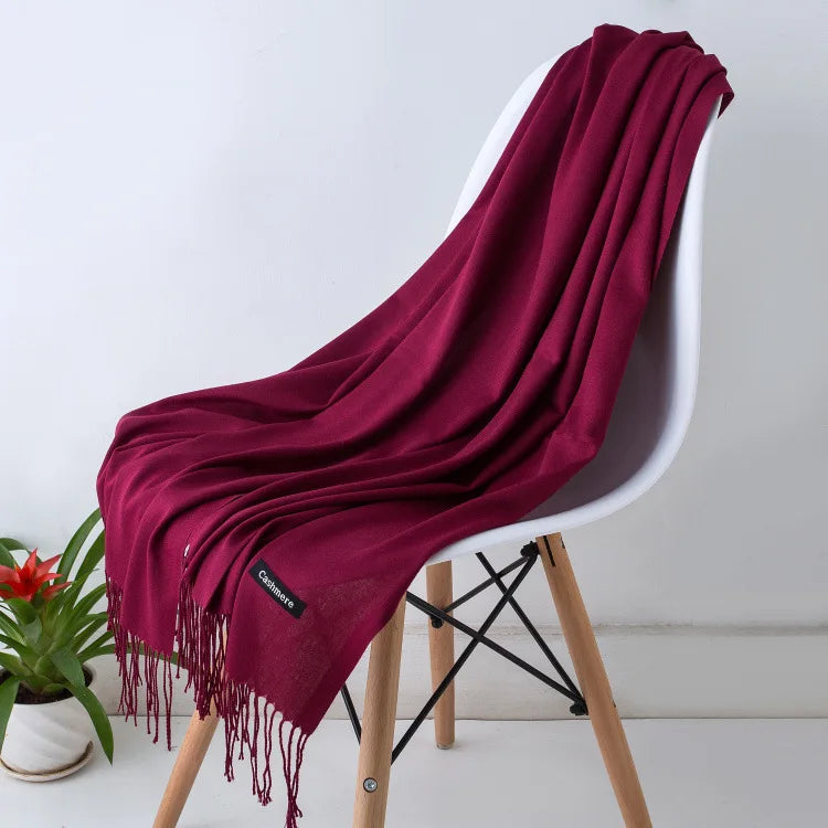 Sciarpa di Pashmina da Donna Morbida Cashmere Foulard Viaggio Ufficio Inverno Caldo Hijab Solido Avvolge Bandana