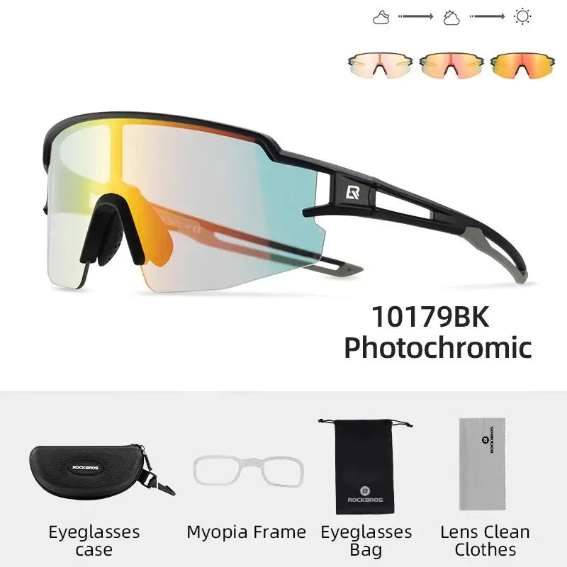 Rockbros Occhiali Da Ciclismo Fotocromatici Con Montatura Integrata Per Miopia Polarizzata Occhiali Da Sole Uomo Donna