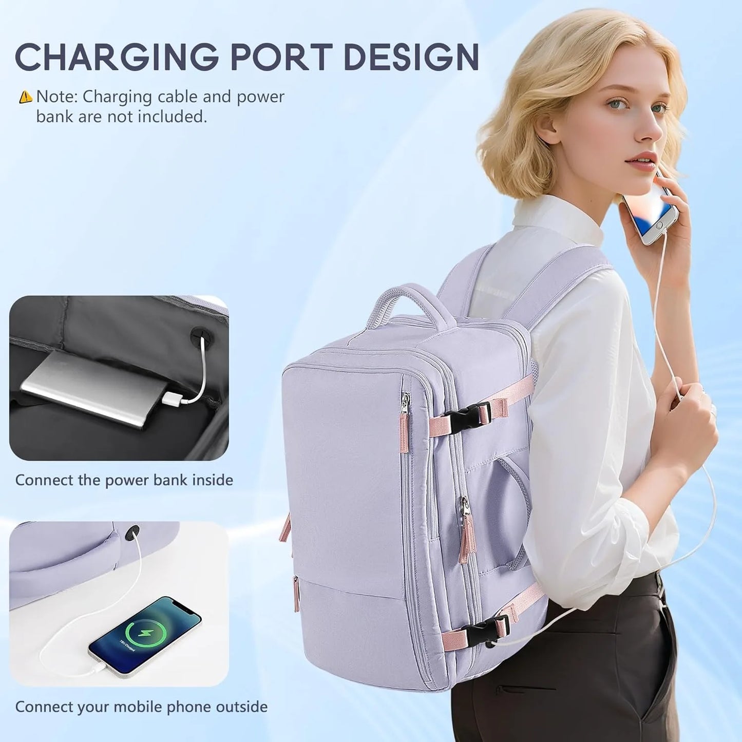 Zaino Da Viaggio Unisex Per Laptop Da 15 Pollici Grande Capacità 36 55 Litri Per Oggetti Personali