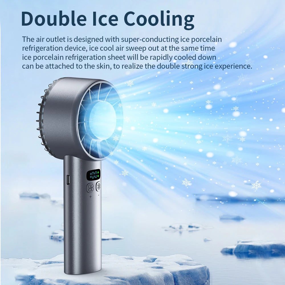 Mini Ventilatore Portatile Da Esterno Con Display LED Refrigerazione Semiconduttore 100 Velocità Vento USB Ricaricabile
