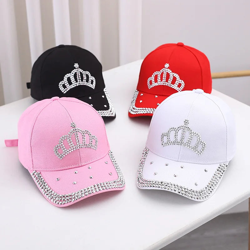 Berretto Da Baseball Parasole Unisex In Cotone Con Corona Diamanti Estivo Casual Moda Uomo Donna
