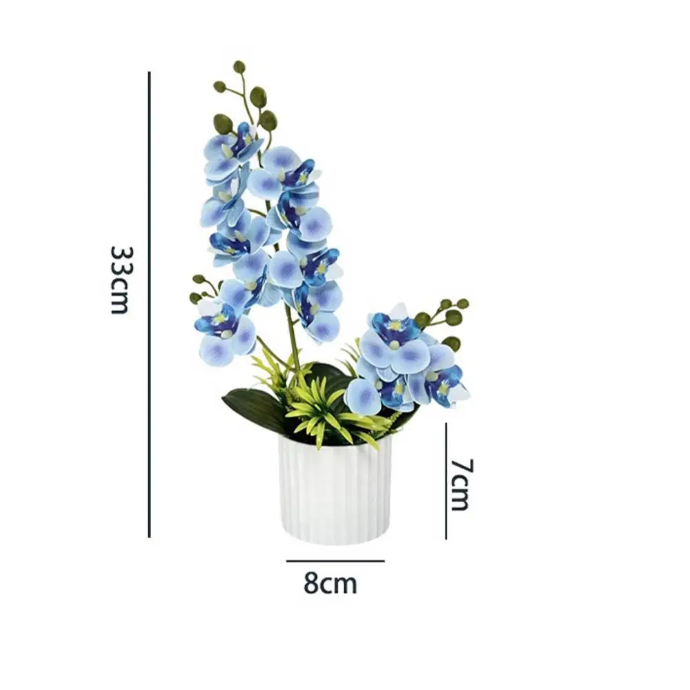 Set Decorazione Nozze con 2 Forchette e 12 Fiori Artificiali Orchidea Farfalla Piante in Vaso con Pellicola Texture