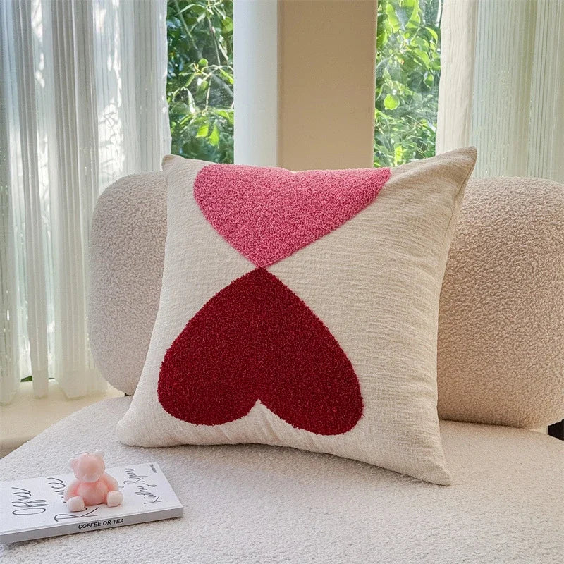 Fodera Cuscino Coppia Rosa Rossa In Ciniglia Ricamo Amore San Valentino Fodere Decorativi Cuscini Casa Moderna 45x45 Cm