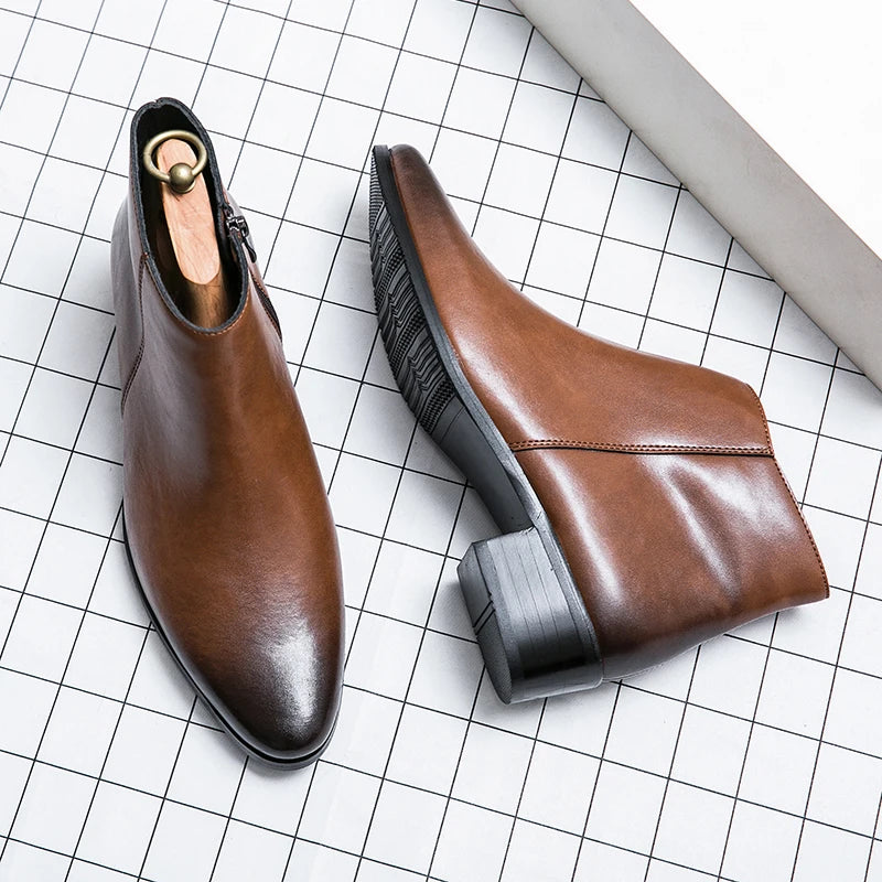 Stivaletti Chelsea Classici Da Uomo Neri In Pelle In Stile Britannico Con Zip Slip On Eleganti Alte