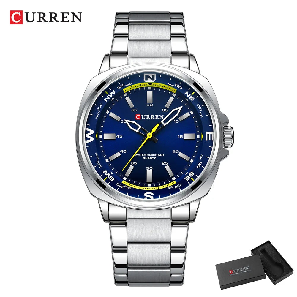 Curren Orologio Da Polso Da Uomo Quarzo Per Business Casual Con Cinturino In Acciaio Inossidabile Impermeabile 8455