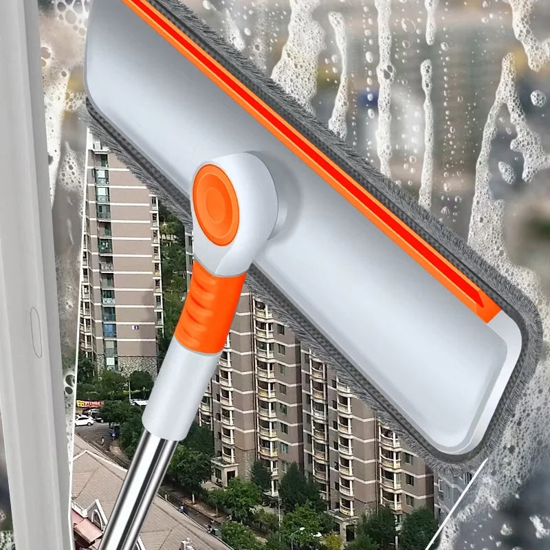 Lavavetri Con Manico Lungo 51 Pollici Con Raschietto In Silicone E Spazzola In Microfibra Kit Pulizia Vetri