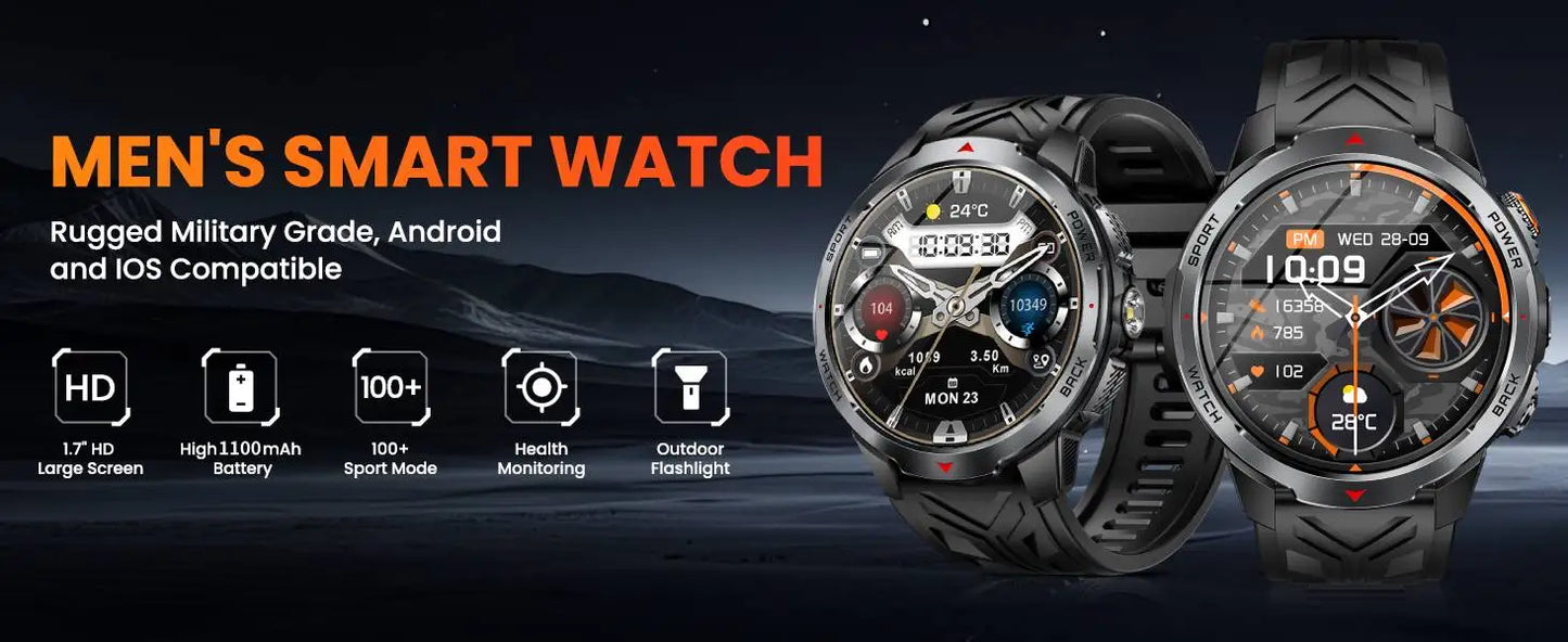 LIGE Smartwatch Da Uomo Bluetooth Chiamata Impermeabile 3ATM Batteria 1100mAh Bussola Esterna Per Sport Fitness