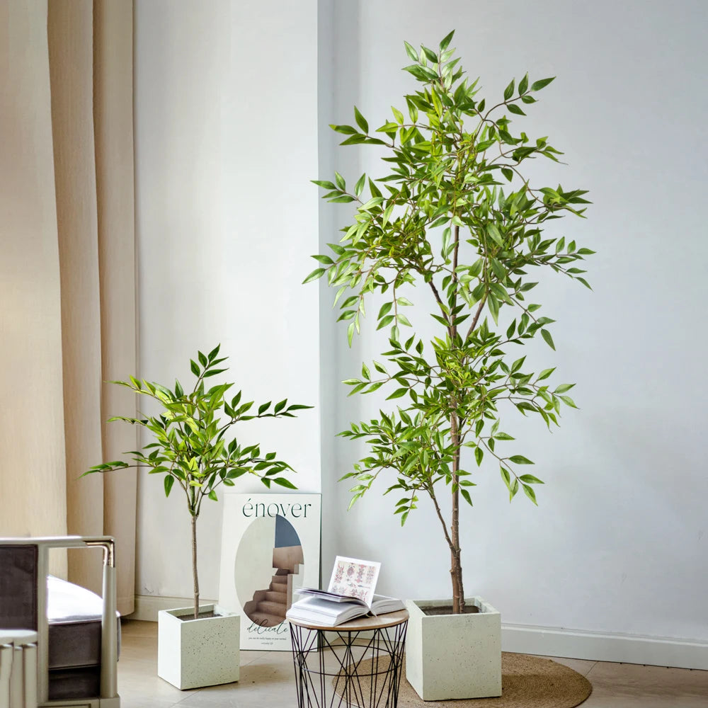 Piante Nandina Artificiali Alte 75-140 cm Con Rami Di Palma Tropicali Foglie Di Bambù Verdi Per Arredamento Ufficio