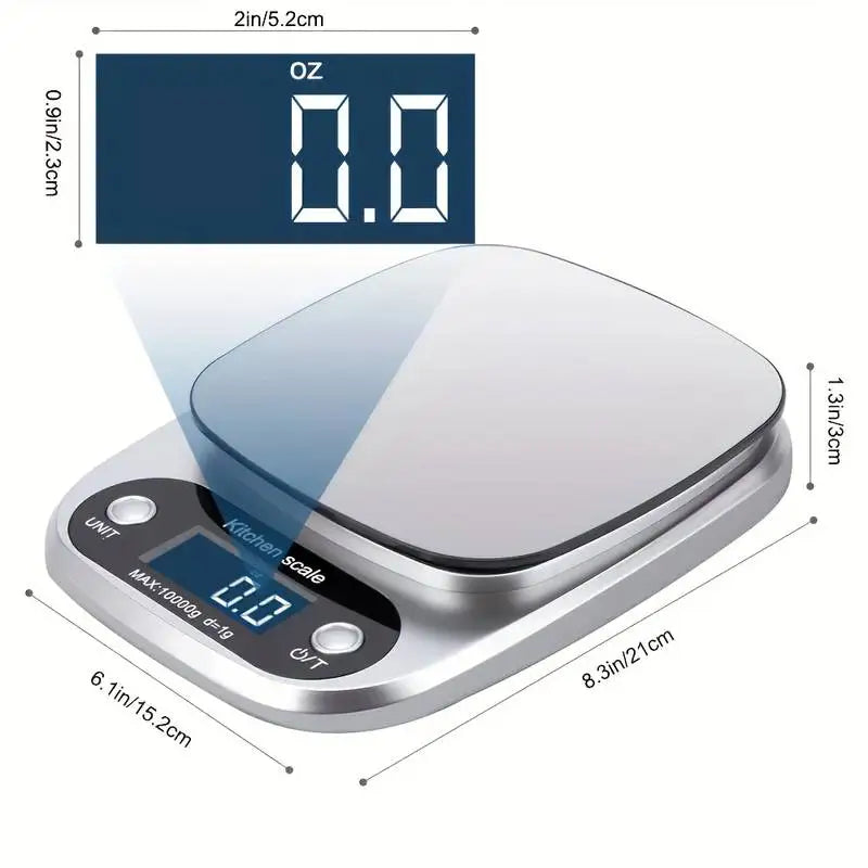 Bilancia Cucina Alta Precisione 10 Kg Con Display LCD Multifunzione Per Gioielli E Alimenti In Acciaio Inossidabile 304