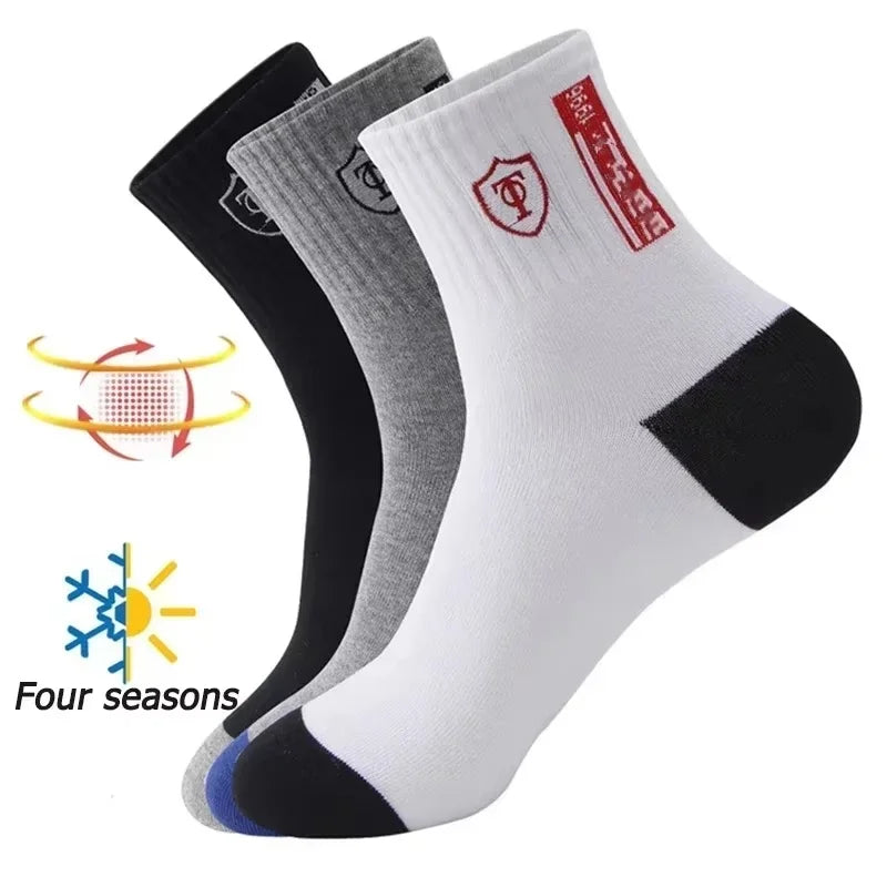 Calze Sportive Uomo in Cotone Bamboo Traspiranti Regolano Umidità per Comfort Tutto il Giorno Autunno Inverno 10 Paia