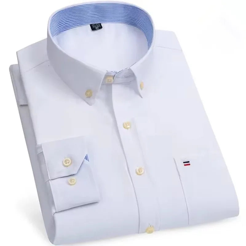Camicie Da Uomo In Cotone Oxford A Quadri Bamboople Tasca Singola Maniche Lunghe Abbottonata Vestibilità Standard 6XL 7XL