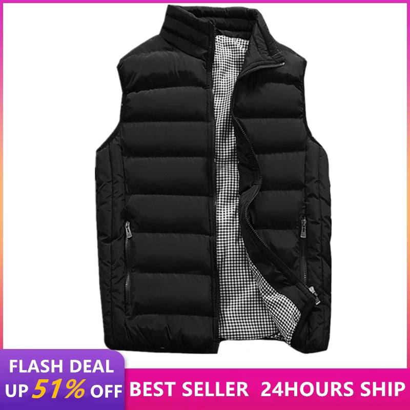 Gilet Da Uomo Imbottito In Cotone Con Colletto Mandarino Senza Maniche Moda Invernale Abbigliamento Casual Grande Taglia