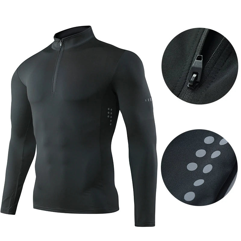 Maglia Da Fitness Da Uomo A Maniche Lunghe Per Corsa Palestra Sportiva Compression Rashguard Attillata