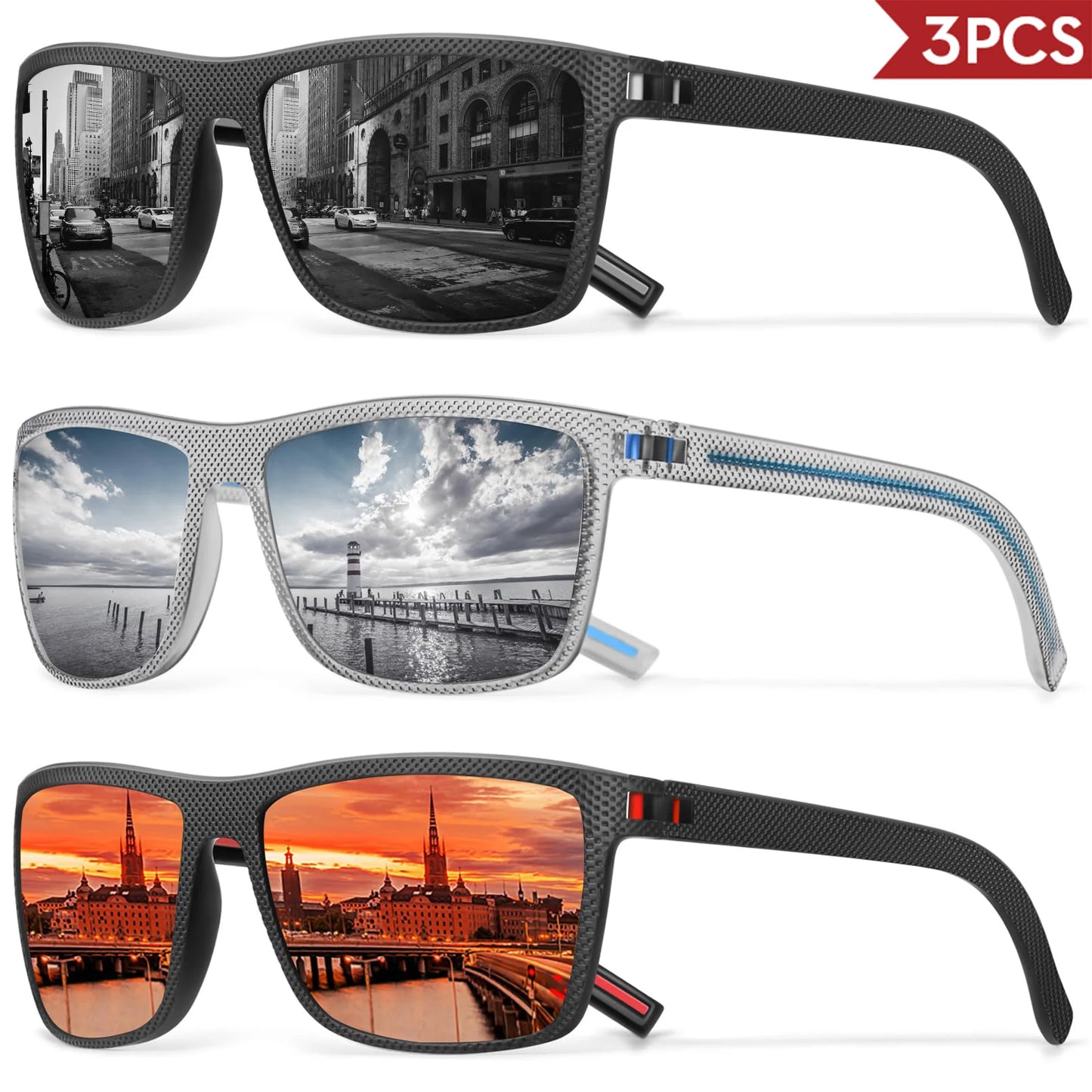 Confezione Occhiali Da Sole Polarizzati Colorati Unisex Con Scatola Di Design UV400 Per Guida Pesca E Sport All Aperto