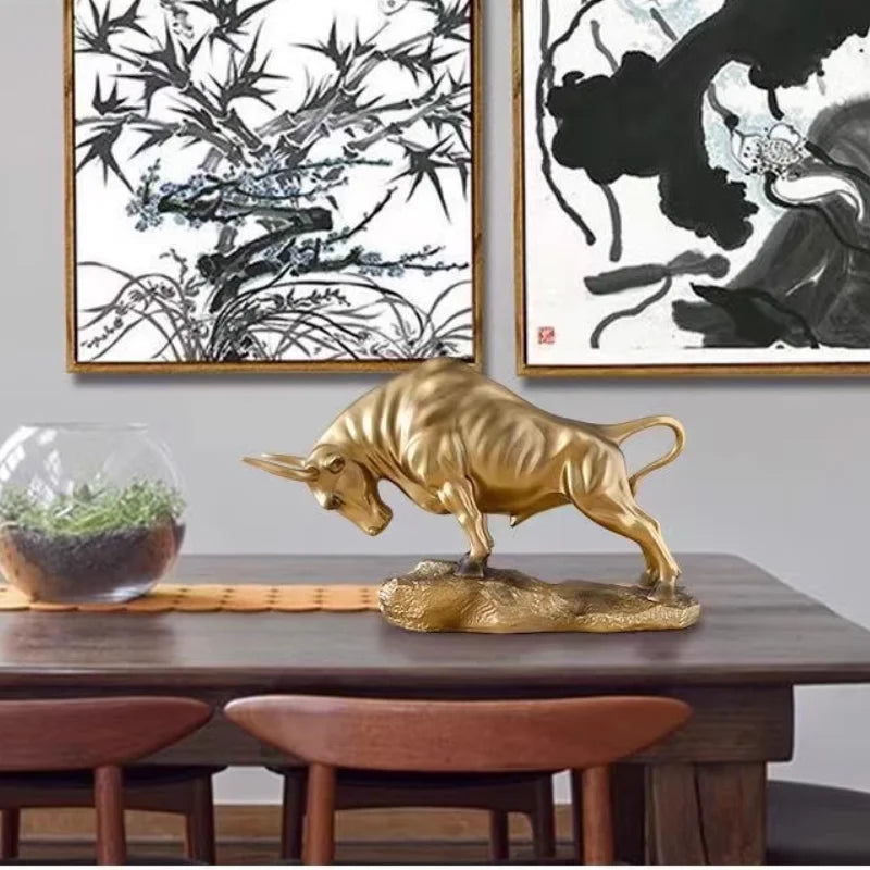 Statua di Toro Portafortuna di Lusso, Scultura Moderna per il Segno Zodiacale Toro, Decorazione da Scrivania per Uomini, Esposizione per Casa e Ufficio, Regalo Artistico