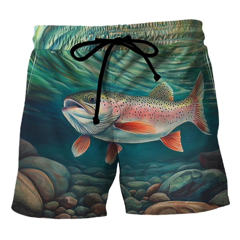 Pantaloncini Da Spiaggia Con Grafica Pesce Alla Moda Stampa 3D Per Pesca Casual Traspiranti Ad Asciugatura Rapida Uomo