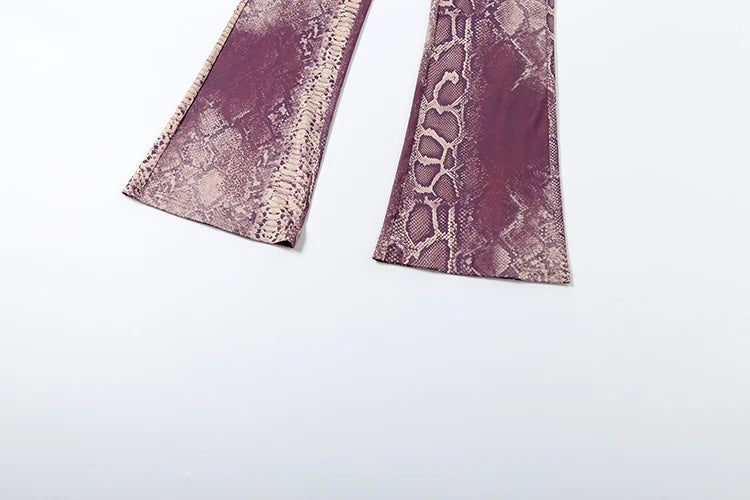Sisterlinda Tuta Donna 2 Pezzi Patchwork Serpente Stampa Zip Giacca E Pantaloni Abbinati Streetwear Casual