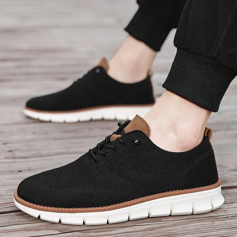 Scarpe Casual Uomo Traspiranti Brogue Classiche Ammortizzazione Design A Blocchi Colore Sneakers Eleganti Leggere